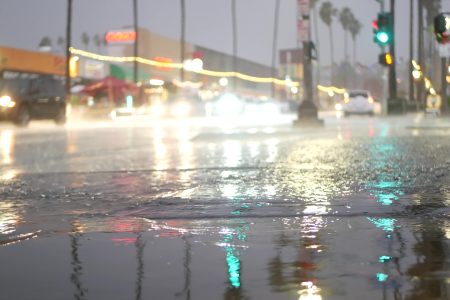 Overlast door zware regenval in Californië, Verenigde Staten