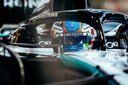 Kimi Antonelli tijdens de pre-seasontest in Bahrein 2025