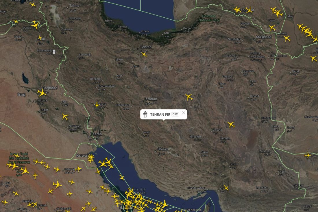 Luchtruim Iran 15 januari 2026